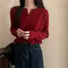 Cardigã de malha rosa com gola redonda e manga longa estilo coreano OEM para mulheres, novo para o início do outono de 2026, jaqueta T-shirt suave de corte solto