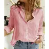 Camisa de Lino Casual Holgada de Manga Larga de Color Puro Europea y Americana Ami Ebay Primavera y Otoño 2022 en Stock