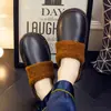 Pantuflas de Cuero Genuino de Primera Capa para Hombres y Mujeres, Otoño/Invierno, Hogar, Interior, Antideslizantes, Cálidas, Felpa, Cuero Genuino, Algodón, Impermeables
