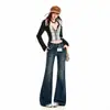 Jeans de mujer transfronterizos, ligeramente acampanados, estilo americano, desgastados, texturizados, con caída suave, para chicas a la moda, en azul desgastado, de longitud larga, Yichun