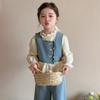 Conjunto de Tres Piezas de Mezclilla para Niñas, Estilo Primavera y Otoño, Moda Coreana, Elegante Traje de Manga Larga para Niñas Pequeñas, Niños Pequeños y Medianos