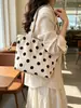 2026 Bolso Cubo de Lona con Lunares Estilo Coreano Nuevo, Bolso de Mano Versátil, Bolso Cruzado de Hombro Único, Bolso Ligero para el Trabajo