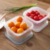 Caja para conservar la frescura caja de almacenamiento de jengibre ajo cebolla casera portátil cuadrada de plástico transparente con drenaje tazón para conservar la frescura sellado para refrigerador