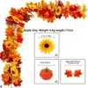 Hojas de arce colgantes de otoño para Halloween, simulación de ratán, Navidad, Acción de Gracias, Festival de la cosecha, decoración para el hogar, hojas de arce de ratán