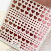 Adesivos de Unha em Formato de Coração, Tendência Popular Online, Tamanhos Mistos, Decalques Metálicos Vermelhos para Unhas, Acessórios de Nail Art Atacado
