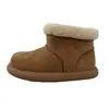 Botas de Nieve Sanpo de Henan de Piel de Vaca y Lana para Mujer, Botas Cortas de Algodón Cálidas con Forro de Polar para Dedos Grandes, Lindas