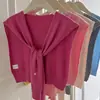 Elegante chal de punto, estilo coreano, nueva prenda exterior de primavera y otoño para mujer, chal de color liso, chal versátil de lana tejida, al por mayor