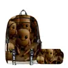 Temporada de Regreso a Clases Mochila Personas de Palo de Madera y Bestia Marina Tungtungtung Mochila Estuche para Lápices de Doble Capa Juego de Dos Piezas