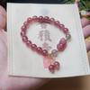 Pulsera de Pixiu de Cristal de Fresa con Cuentas para Mujer Hecha a Mano Lujo Ligero Gama Alta Cuentas Rosas Pulsera de Cristal Accesorios de Joyería Venta al por Mayor