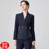 Elegante Traje para Mujeres para Ir al Trabajo, Conjunto de Traje Azul Marino Otoño-Invierno, Atuendo Formal para Entrevista de Servicio Civil, Ropa Profesional