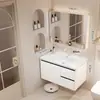 Gabinete de baño de aluminio de panal engrosado con lavabo de cerámica integrado y unidad de tocador