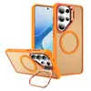 Funda para teléfono Samsung, magnética transparente mate, adecuada para S26, con soporte, cubierta protectora de teléfono estilo ins simple