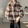 Abrigo de lana para hombre, chaqueta de moda otoño e invierno con cuello solapa, marca de moda juvenil, chaqueta holgada casual versátil estilo pequeño Chanel