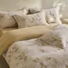 Juego de cuatro piezas de algodón puro estilo campo francés, engrosado, ecológico, cepillado, para otoño e invierno, sábana y funda de edredón florales retro cálidas