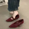 Zapatos de Mujer Mary Jane Únicos con Tacón de Cuña Color Café y Punta Fina Otoño 2026 Ante Zapatos de Abuela para el Trabajo Nocturno