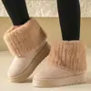 Soporta personalización para nuevos estilos de invierno de zapatos de algodón peludos, antideslizantes y cálidos, con suelas gruesas, cañas cortas y diseños versátiles para mujer