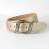 Cinturón Europeo y Americano Creativo Geométrico con Hebilla de Pin Moda Femenina Tendencia Decorativo para Jeans Cinturón Láser de PU para Mujer