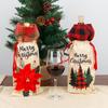 Nueva decoración navideña para botella de vino, funda de lino a cuadros, bolsa para el hogar, vacaciones, ambiente familiar, suministros de decoración