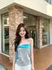 Camisola de Ganchillo Trenzado de Bloques de Color de un Hombro para Mujer, Nuevo Estilo Verano 2026, Diseño Pure Desire, Top Corto Elegante