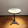 Mesa de Comedor Exterior Francesa de Pizarra Mármol con Borde de Acero Inoxidable Mesas y Sillas para Restaurante Occidental Tienda de Té con Leche Cafetería