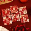2026 Novo Estilo Envelopes Vermelhos de Casamento Atacado Pacotes Vermelhos com Estampagem Dourada Estilo Chinês para Cerimônias de Casamento Bolsas Pequenas de Envelope Vermelho