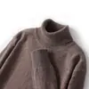 Suéter de lana pura para hombre, nuevo para otoño/invierno 2026, de importación transfronteriza, con cuello alto, corte holgado y base de punto de color liso