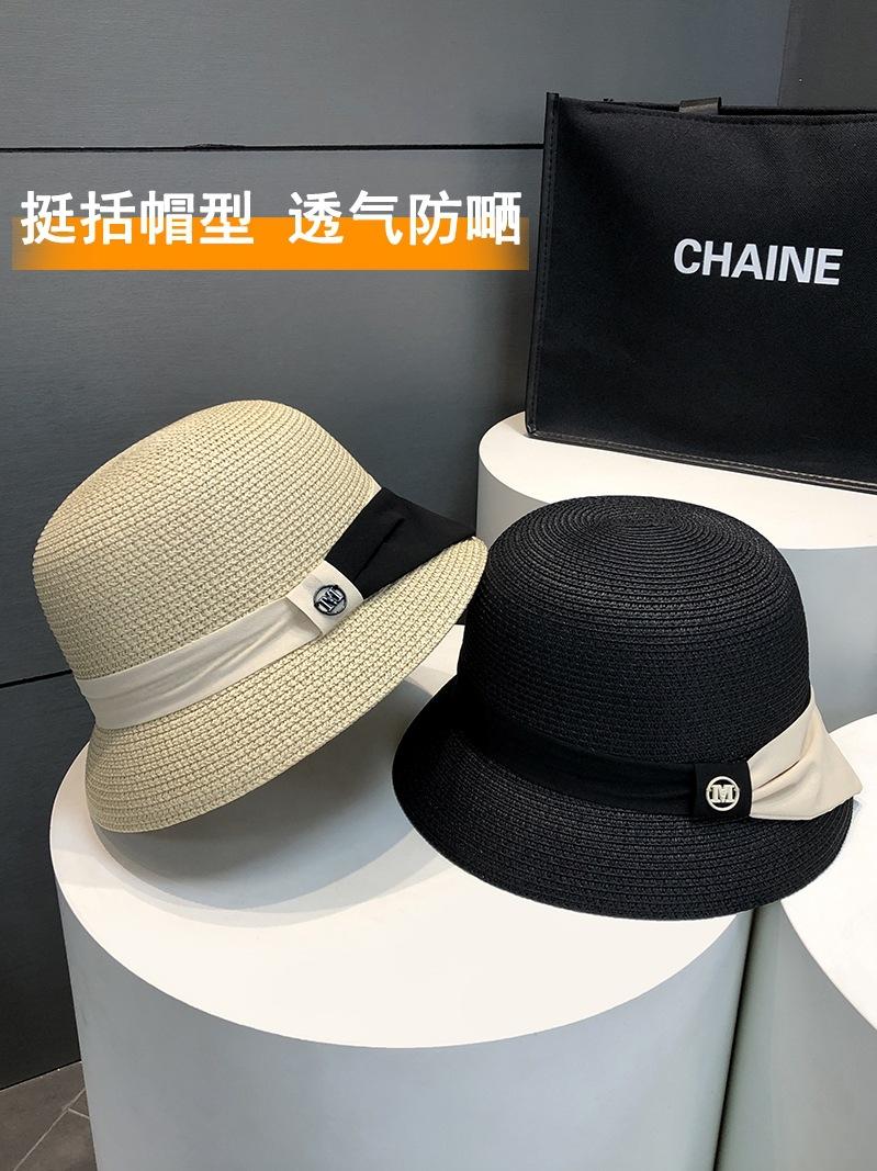 日系草帽女夏季出游海边洋气礼帽法式英伦遮阳防晒M标渔夫太阳帽