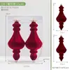 Bolas Decorativas de Natal, Bolas Cônicas na Cor Vinho, Enfeites Criativos Aveludados para Árvores de Natal, Bolas com Formatos Únicos para Arranjo de Cenas e Decorações Pendentes