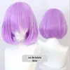 Peruca para Cosplay de Personagem, Estilo Bob com Cachos para Dentro, Estilo de Cabelo Curto de 35cm, Franja Pode Ser Facilmente Transformada em Franja Reta, Volumosa