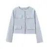 Comercio Exterior Transfronterizo Ropa de Mujer 2025 Otoño Estilo Europeo y Americano Cuello Redondo Manga Larga Bolsillo con Solapa Pantalones Decorados con Chaqueta de Pequeño Aroma para Mujer D6965327