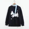 2025 Nuevo Estilo Otoño e Invierno Estilo Preppy Dulce Dibujo Animado Cachorro Bordado Suéter Pulóver para Mujer Tendencia al por Mayor