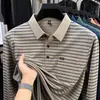 Nova Camisa Polo Masculina Listrada de Manga Longa com Gola, Top Casual da Moda para Pai, Outono 2026