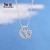 Collar del Principito para Niña de Plata de Ley 925 Cadena de Clavícula de Lujo Versátil de Nicho Estrella y Luna Brillantes de la Liga Coreana para Regalo