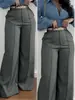Pantalones de Traje de Mujer Europeos y Americanos Transfronterizos con Botón y Cremallera, Bolsillo, Color Sólido, Largos, Casual, Oficina, Viaje, Pantalones de Mujer al por Mayor