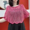 Nova Blusa Pulôver Fina de Seda Gelada Tricotada para Ar Condicionado, Xale Cheongsam, Proteção Solar de Verão, Estilo Ocidental, Renda, Versátil