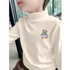 Y2327# Camiseta de Manga Longa para Meninos Roupa de Primavera e Outono Camisa Base de Veludo Gola Semi-alta Roupas de Outono para Meninos Camiseta Quente