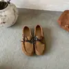 Mocasines de Piel Genuina Esmerilada Estilo Coreano con Lazo para Mujer 2026 Nuevos Versátiles de Cordones y Slip-On Mocasines Perezosos