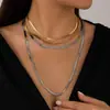 Collar de Hueso de Serpiente Plano Versátil Estilo Ins Transfronterizo Europeo y Americano Cadena de Clavícula Multicapa con Borla de Gama Alta