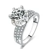 Hot Diamond Super Flash 5 quilates Sansheng III Mosan Anel de Diamante Platinado Diamante Completo Três Fileiras de Diamante Proposta Anel de Casamento