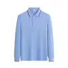 Camisa polo transfronteiriça manga longa roupa de trabalho estampa logo bordado gola camiseta homens e mulheres vestuário de trabalho camisa de publicidade para grupo