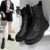 2022 Nuevas Botas Martin Mujer Cordones Plano Botines Cortos Casuales Terciopelo Retro Botas Martin Zapatos de Mujer Al Por Mayor