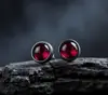 [Ilusão Vermelha] Brincos Retrô Estilo Escuro para Homens, Brincos de Zircônia de Alta Qualidade para Piercing, Brincos Unissex