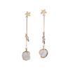 Aretes Coreanos de Plata S925 Aretes Frescos Artísticos Ojo de Gato Estrella Aretes Simples de una Palabra Largos y Delgados