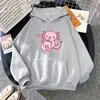 Moletom Graffiti Axolote Ama Leite de Morango 2025 Kawaii Inverno Mulheres Primavera Outono Homens