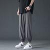 Pantalones de Hielo y Seda Gris Oscuro para Hombre Verano Delgados Casuales Deportivos Tobilleros Sueltos Versátiles