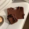 Roupa de Casa Infantil Roupas e Calças de Outono Infantis Meninos e Meninas Roupa de Casa para Bebê Malha Térmica de Algodão Pijamas Roupa de Casa Engrossada