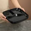 Plato de cena cuadrado de tres compartimentos, plato casero para comida rápida, plato para perder peso, plato dividido, plato de plástico, apto para microondas, plato de comida con compartimentos