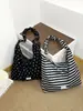 Bolso Bandolera Simple Estilo Coreano de Estrella Nuevo de Principios de Primavera, Bolso Negro y Blanco de Gran Capacidad para Debajo del Brazo, Bolso de Hombro Casual Rayado Versátil