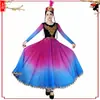 Trajes de Danza de Xinjiang Estilo Étnico Danza de Apertura Uigur Falda Larga Atuendo de Performance Falda Larga para Adultos