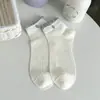 Meias de Algodão Primavera e Verão, Meias Curtas para Mulheres, Meias Versáteis com Renda Franzida, Meias Curtas Respiráveis de Malha Fina para Verão para Mulheres